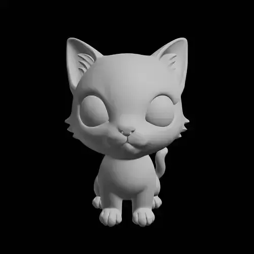 Cute Cat Figurine 3D Print Model