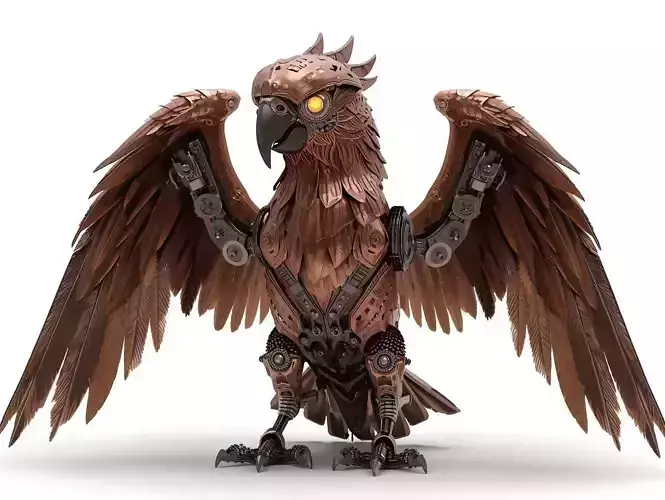 Steampunk Mechanical Parrot 3D Model
