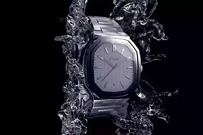 Steel Watch 3D Model  Realistic Wristwatch with Metal Strap