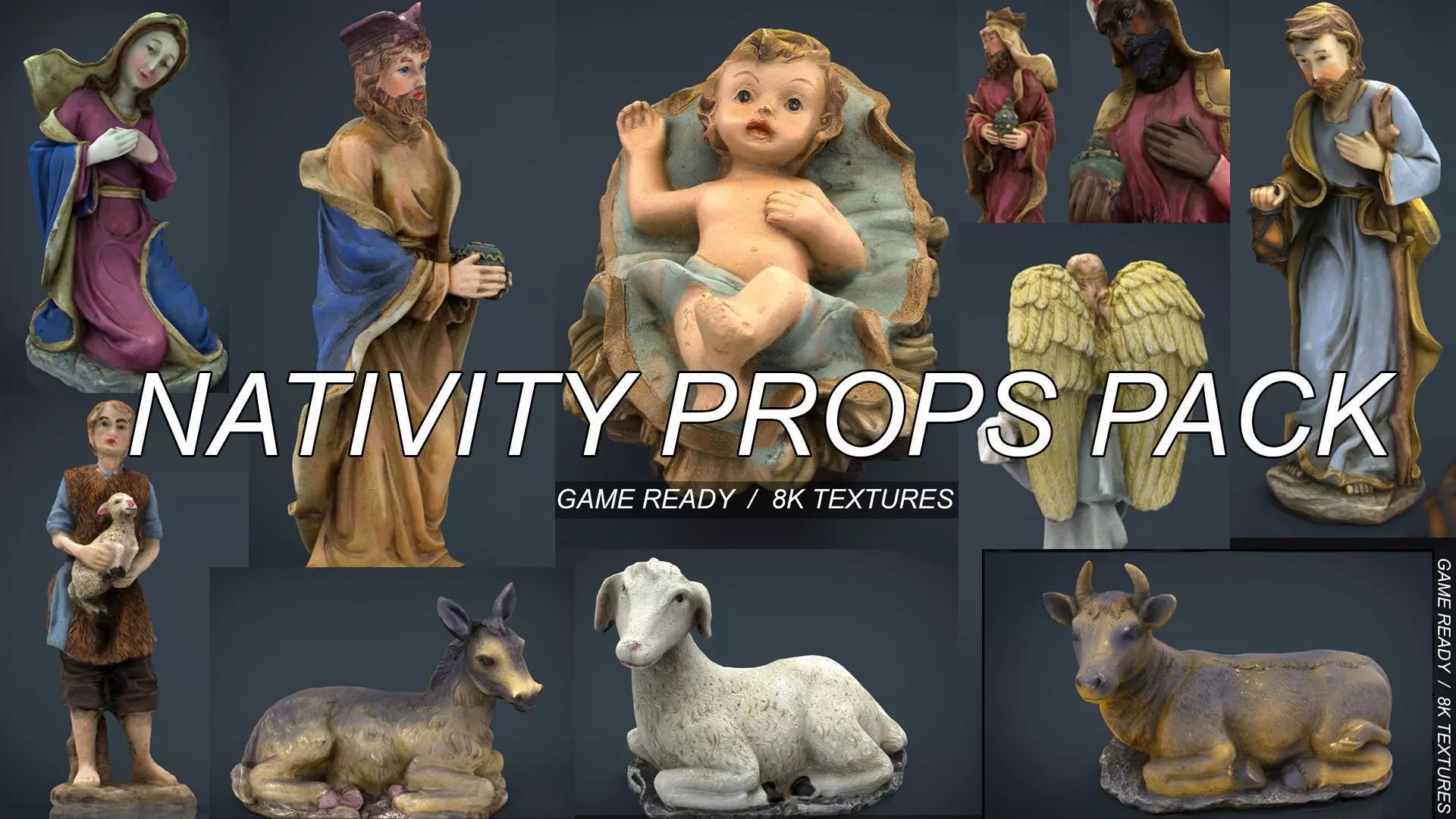 Christmas Nativity Scene Props Low-poly 3D model_0