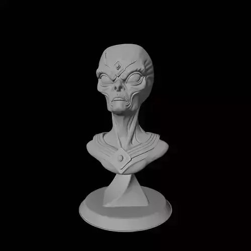 Alien God Bust Sculpture Cosmic Deity Figure