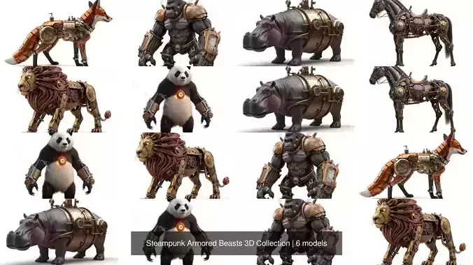 Steampunk Armored Beasts 3D Collection