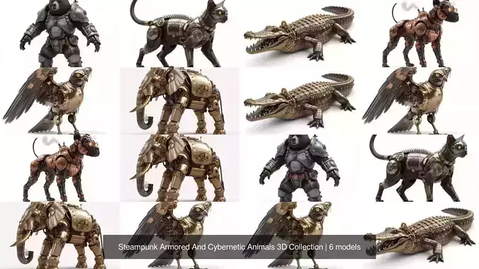 Steampunk Armored And Cybernetic Animals 3D Collection
