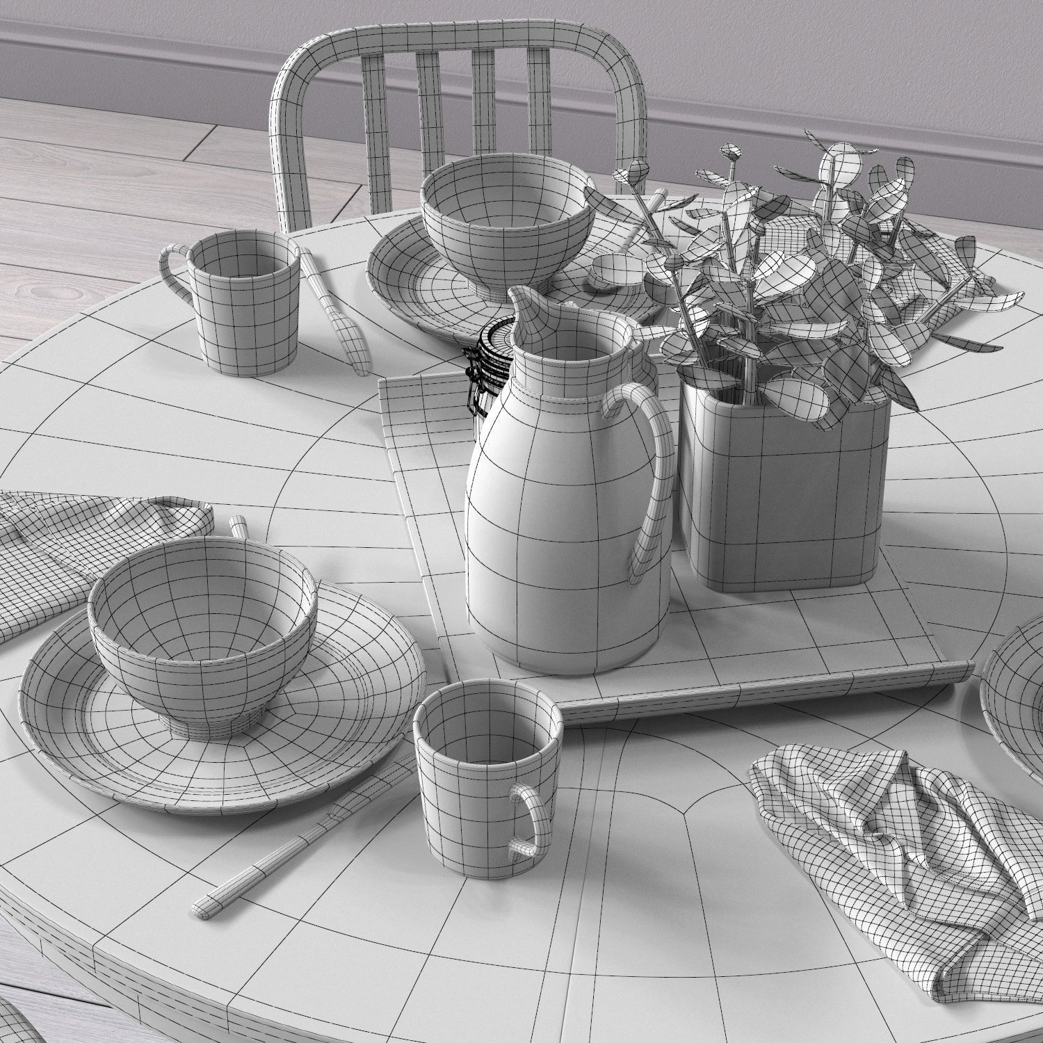 Delta Dinning Chair and Avalon Table 3D model_5