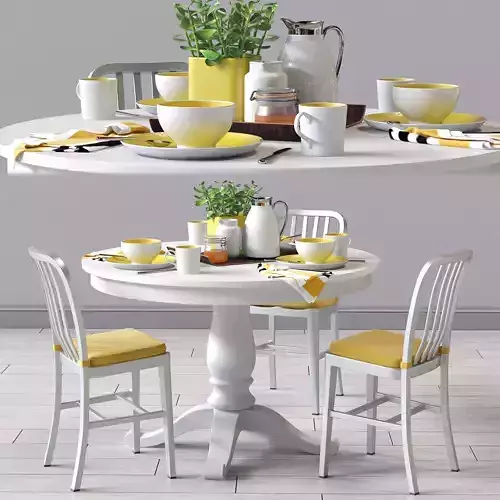 Delta Dinning Chair and Avalon Table 3D model