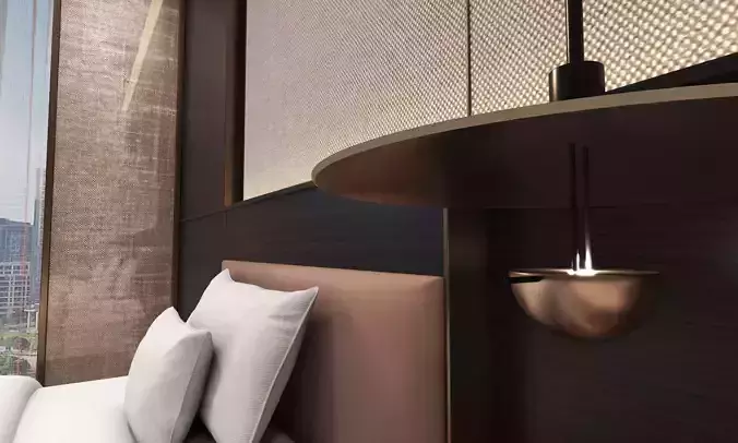 Hotel Bed Room 02 Low-poly 3D model 7