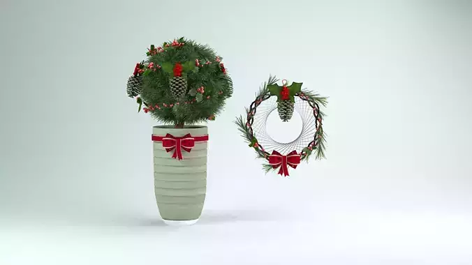 Christmas - Round Plant Pot 3D Model