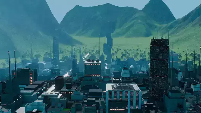 Alien Planet Sci-Fi City 16 3D model 2