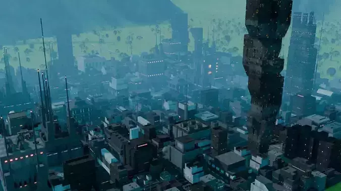 Alien Planet Sci-Fi City 16 3D model 5