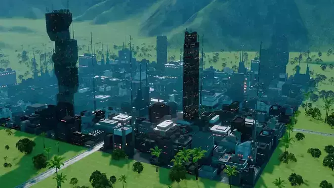 Alien Planet Sci-Fi City 16 3D model 6
