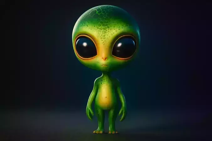 Stylized Green Alien Character