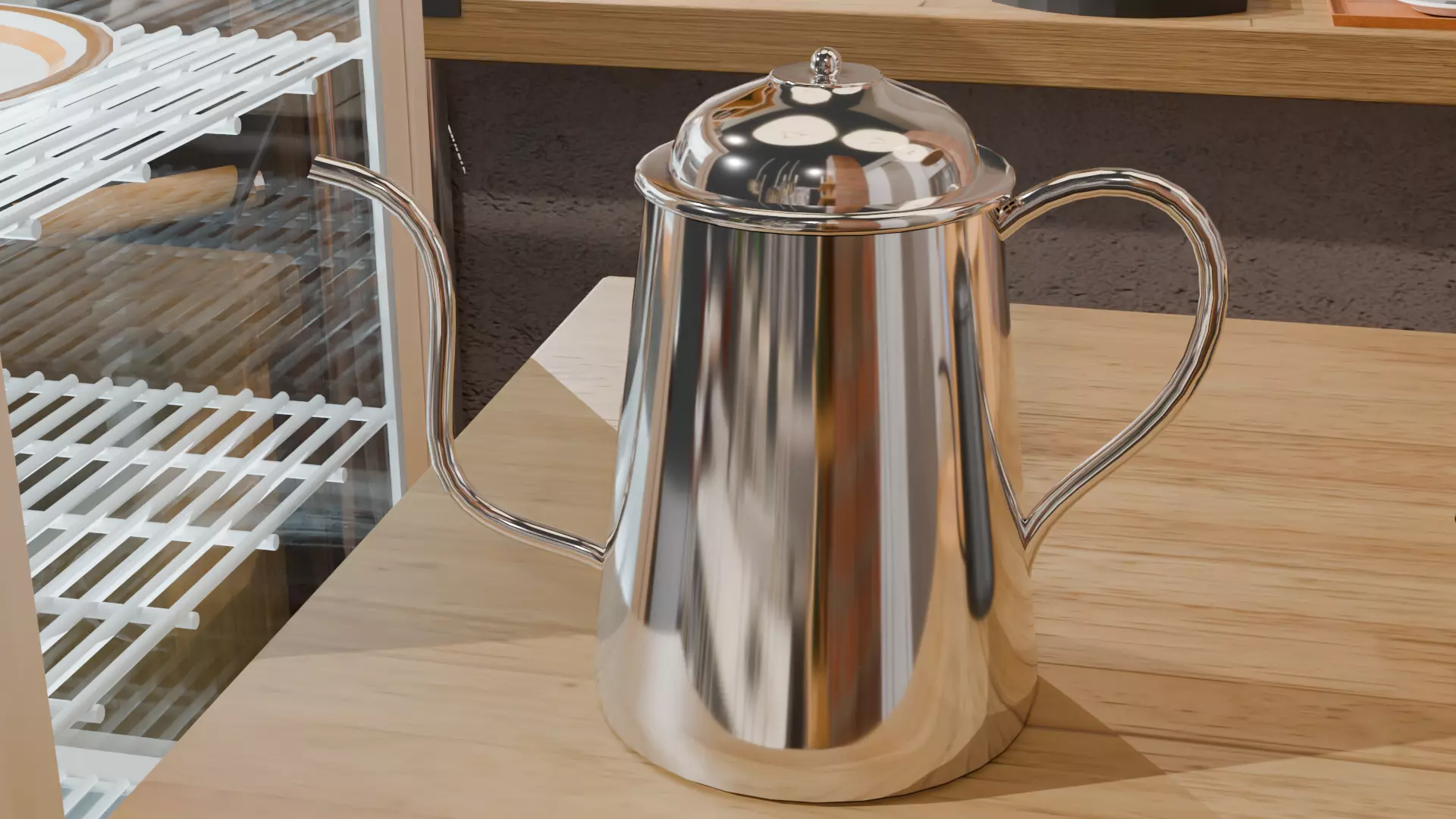 Professional Silver Gooseneck Drip Kettle 3D Model Free low-poly 3D model