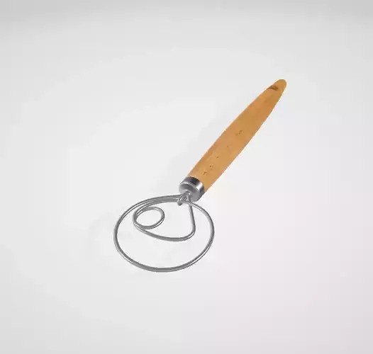 Wooden Danish Dough Whisk with Stainless Steel Dough Hoo