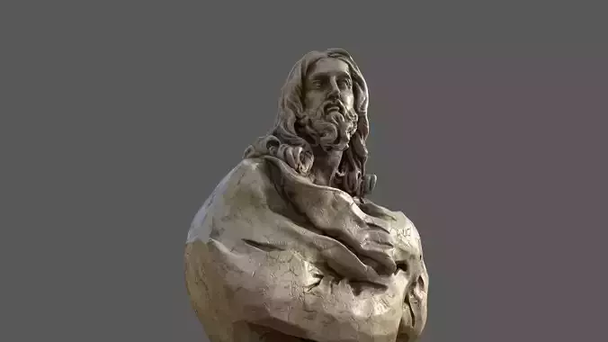 jesus face marble metal sculpture statue hi poly