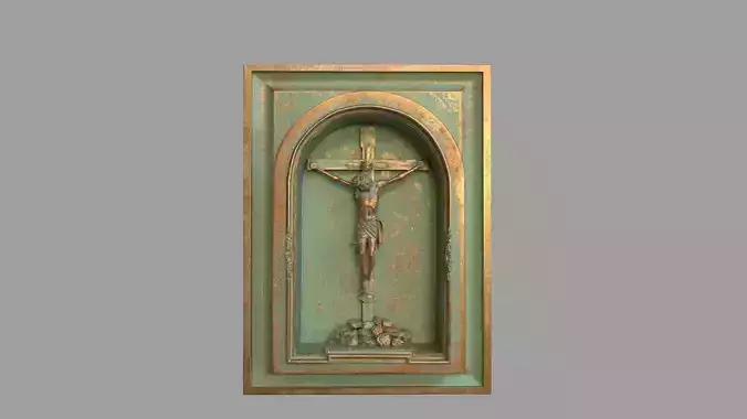 jesus metal sculpture statue hi poly