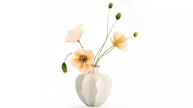 Realistic wildflower bouquet Icelandic poppy vase decor