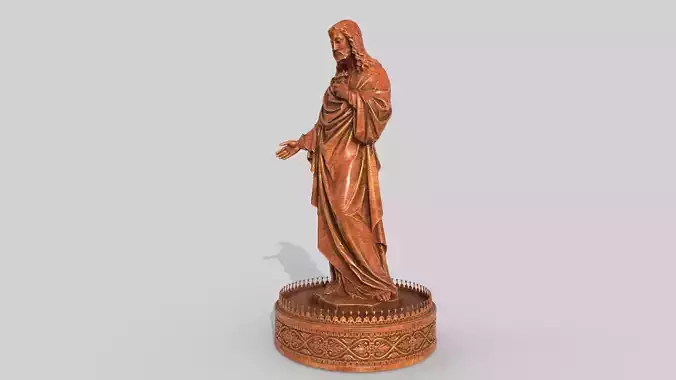 buddha wooden sculpture statue hi poly