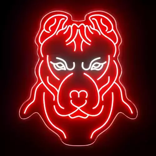 Pitbull Face Neon Sign