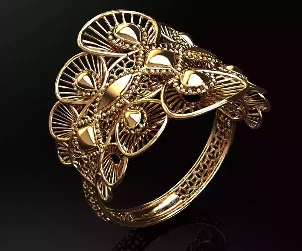 537 Teardrop Filigree Bloom Ring 2gm