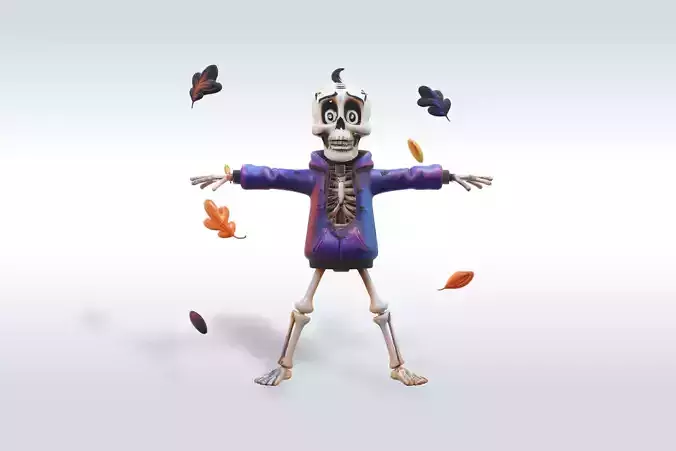 Cheerful Ghost skull Character Halloween low-poly 3d model