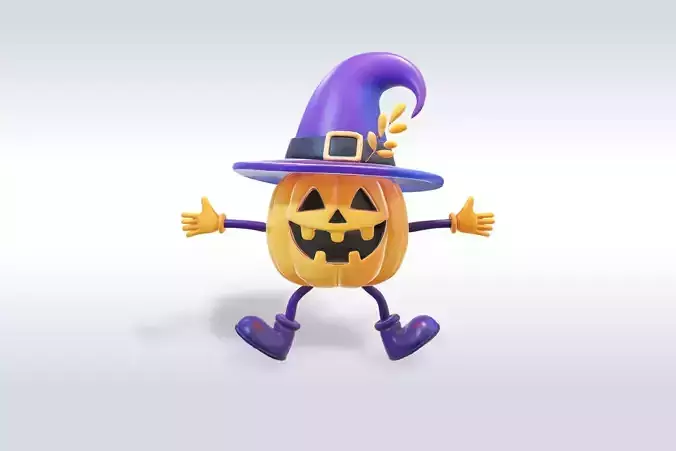 Cheerful Pumpkin Cute Halloween 3D model