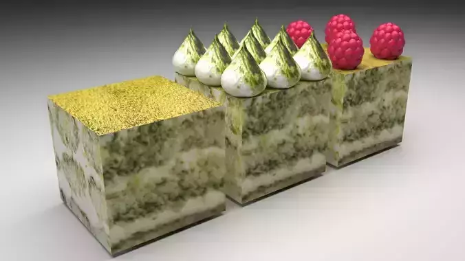 Matcha Tiramisus Set 3D model