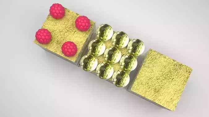 Matcha Tiramisus Set 3D model 5
