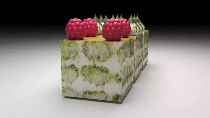 Matcha Tiramisus Set 3D model 3