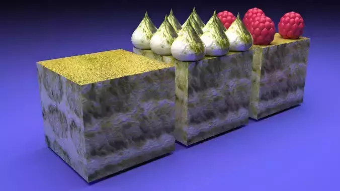 Matcha Tiramisus Set 3D model 7