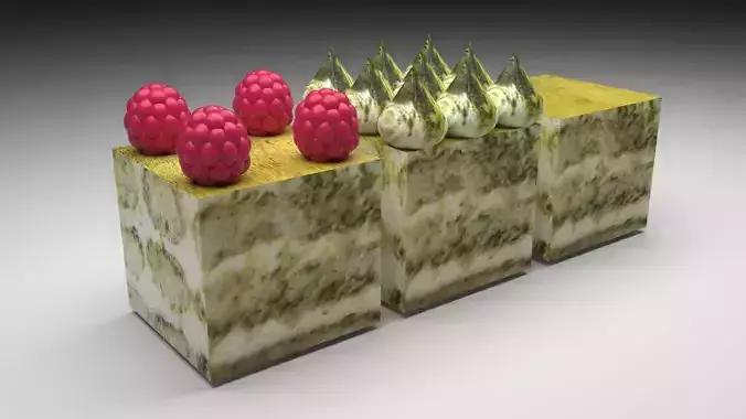 Matcha Tiramisus Set 3D model 4
