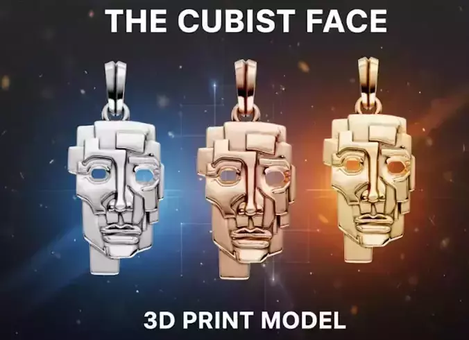 The Cubist Face abstract art pendant 3d print model