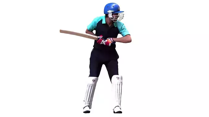 Cricket Batsman 3D Model taking Stance Before Ball
