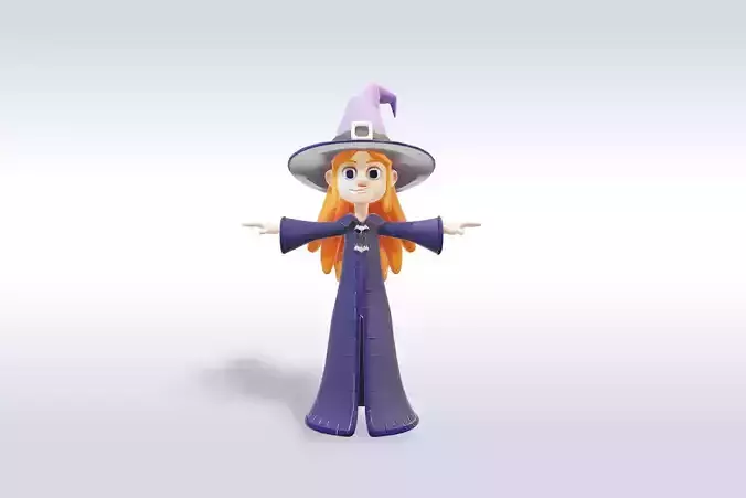 Adorable Witch Halloween Character 3D Model 3D model