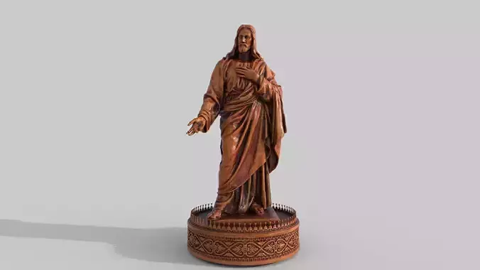 buddha wooden sculpture statue hi poly