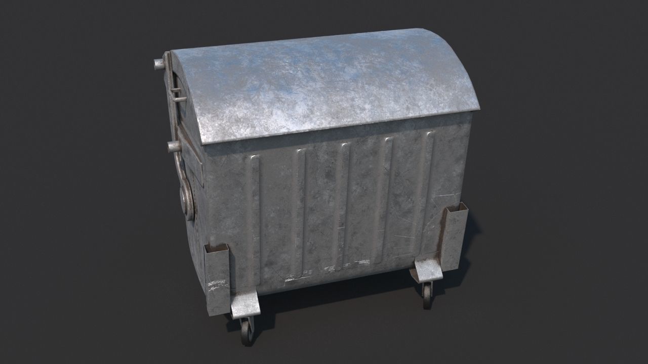 Garbage container Low-poly 3D model_2