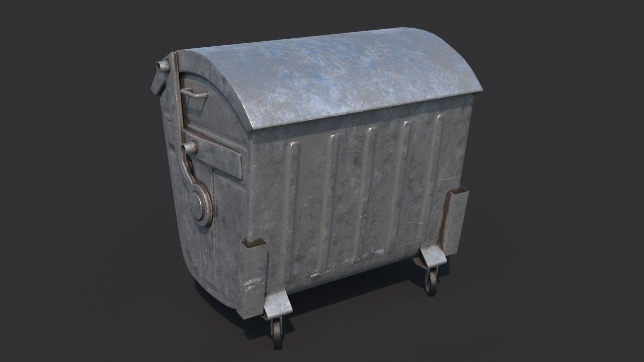 Garbage container Low-poly 3D model_1