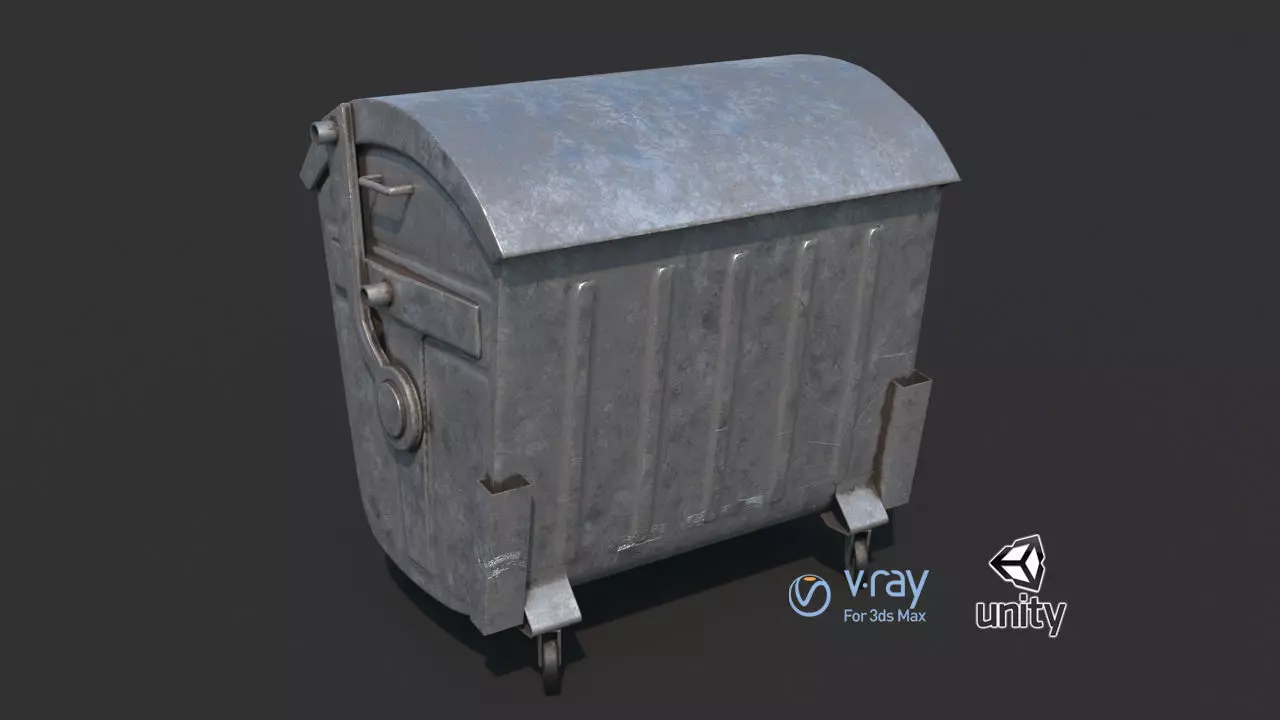 Garbage container Low-poly 3D model_0