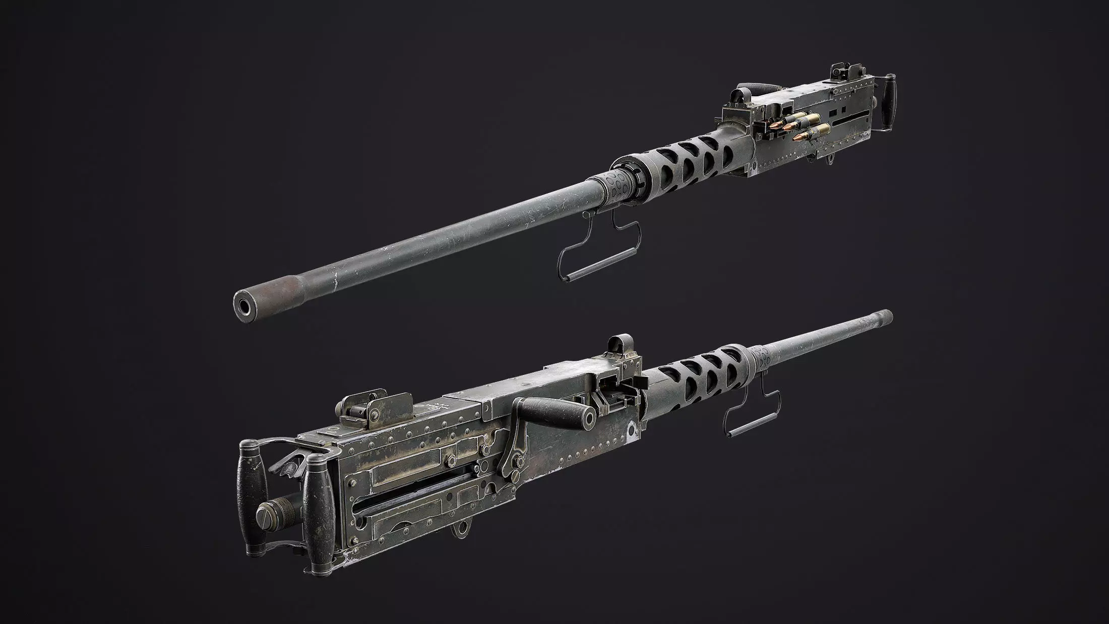 M2HB Browning Machine Gun Low-poly 3D model