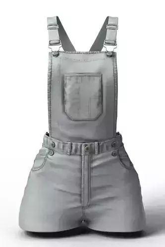 Women Light Blue Wash Denim Overalls Shorts - Shortalls