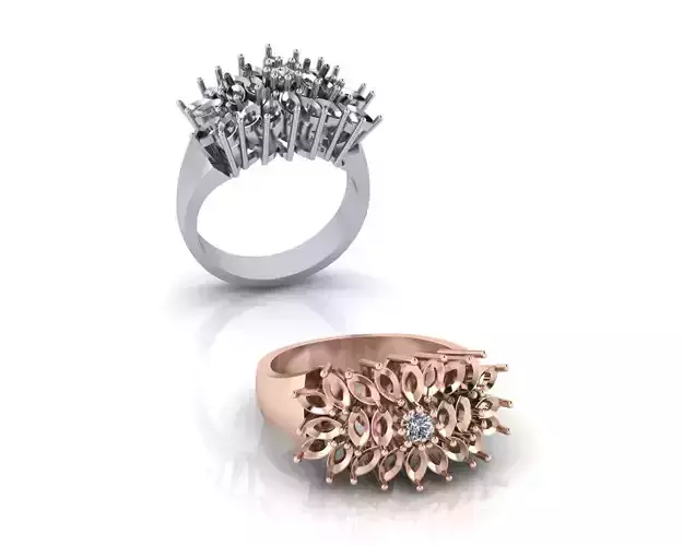marquise and round jewelry ring