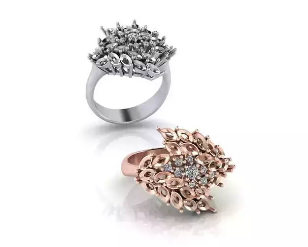 round and marquise bypass jewelry ring