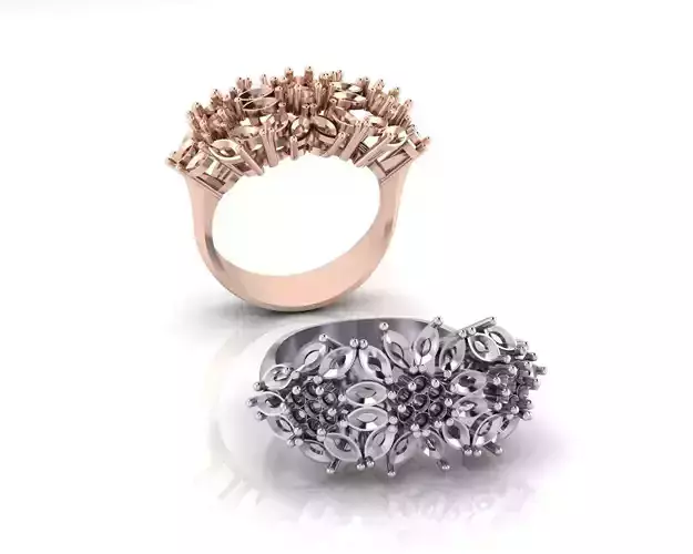flower setting and marquise jewelry ring