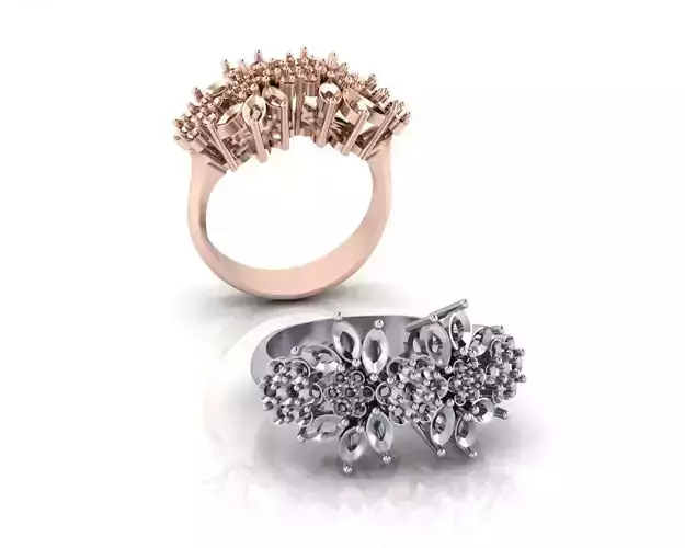 flower setting and marquise jewelry ring