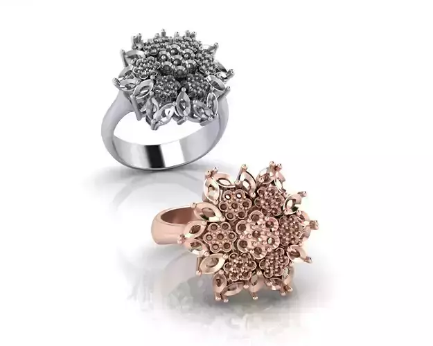 flower setting and marquise jewelry ring