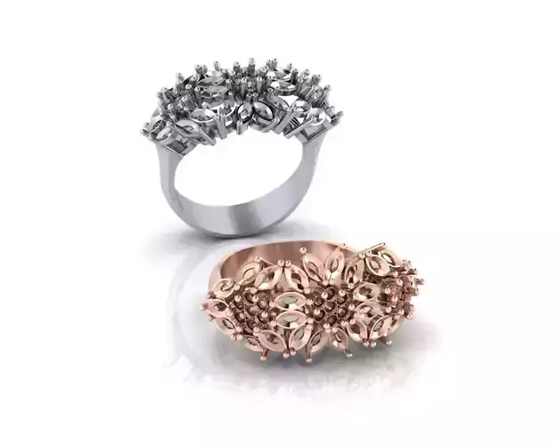 flower setting and marquise jewelry ring