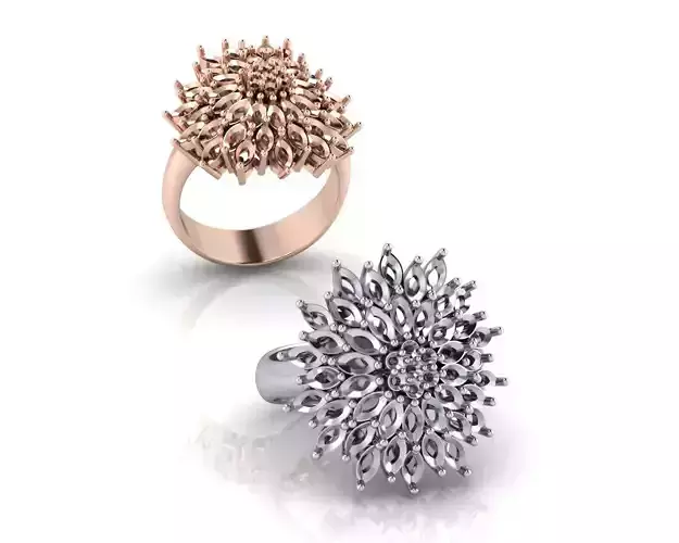 flower setting and marquise jewelry ring 