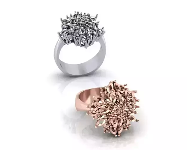 flower setting and marquise jewelry ring