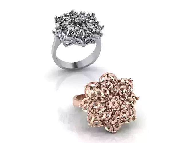 flower setting and marquise jewelry ring