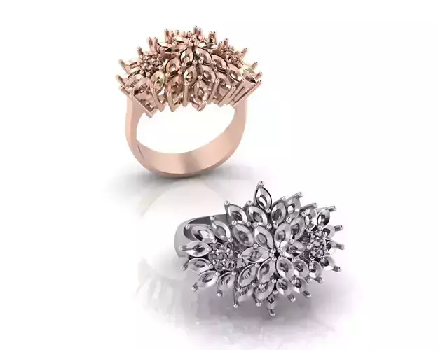 flower setting and marquise jewelry ring