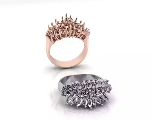 marquise and round jewelry ring 